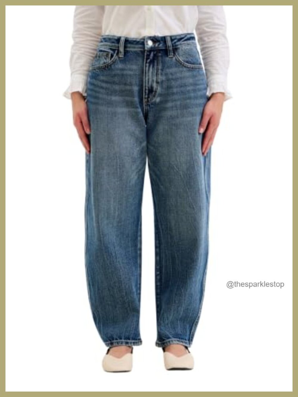High Waisted Petite Rigid Magic Marlow Arc Leg Jeans Cotton Blend Denim